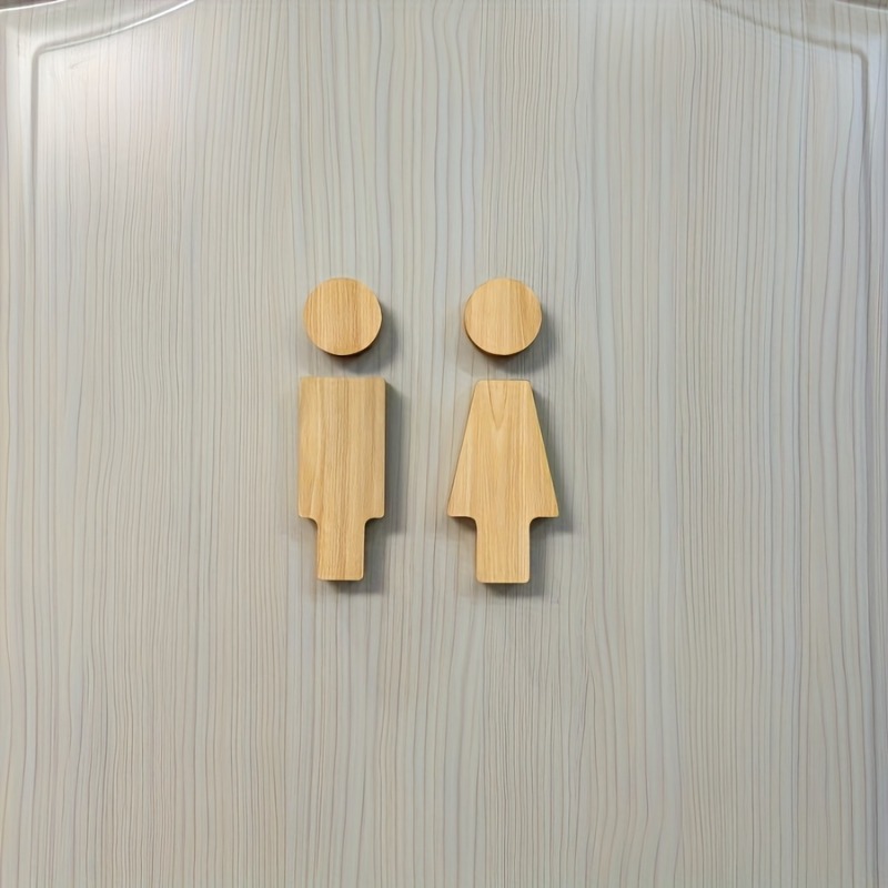 Home Bathroom Door - 2 Buah Tanda Kamar Mandi Kayu
