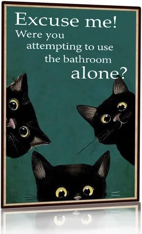 Home Alone Bathroom - Papan Tanda Dekorasi Kamar Mandi Kucing
