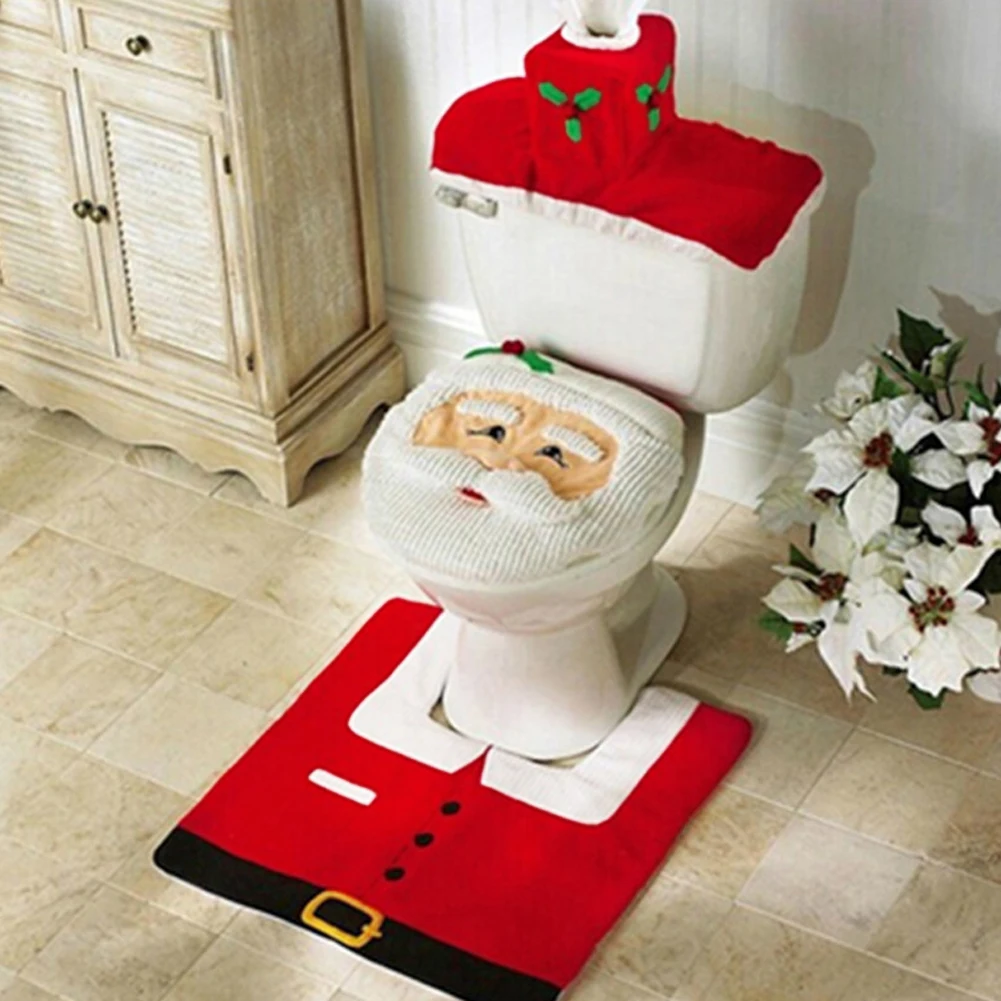 Home Bathroom Mats - 2026 Sarung Dudukan Toilet Natal Lucu,
