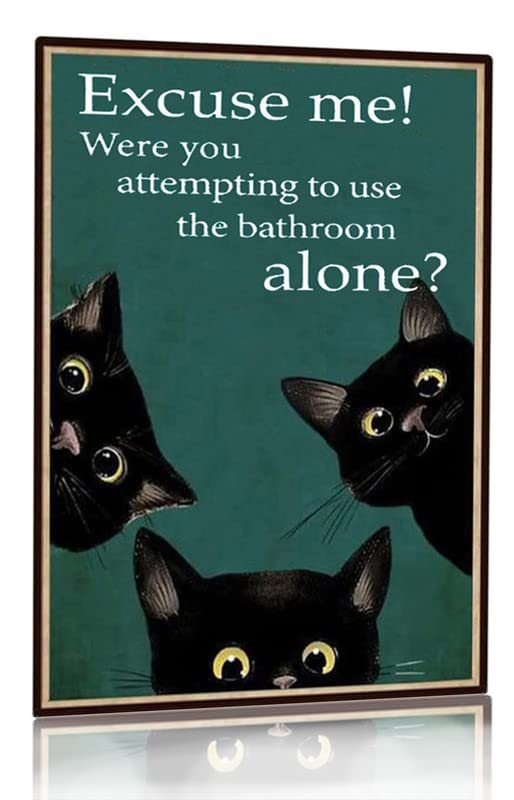 Home Alone Bathroom - Papan Dekorasi Kamar Mandi Kucing Hitam