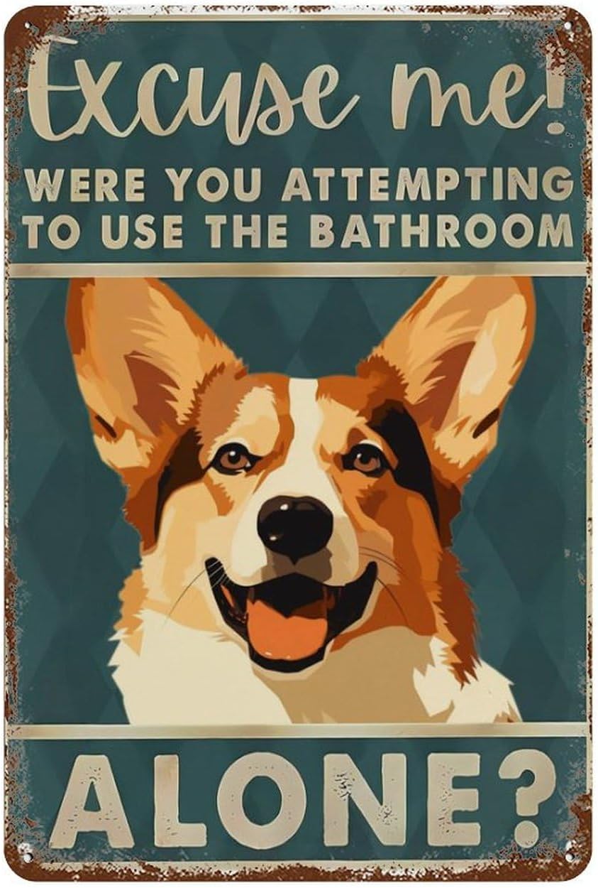 Papan Tanda Timah Retro Corgi  - Home Alone Bathroom ulasan dan harga