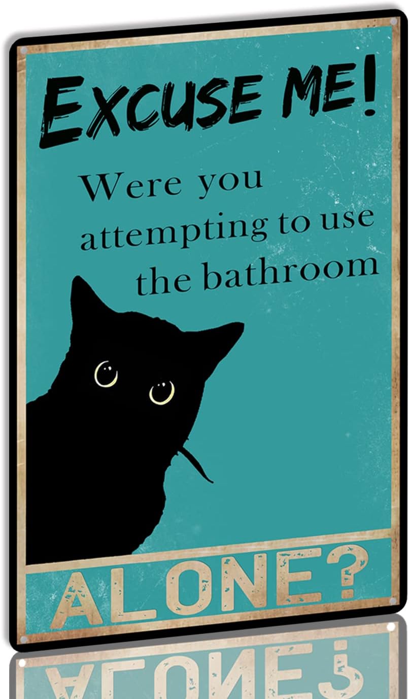 Papan Tanda Lucu Kucing Hitam  - Home Alone Bathroom ulasan dan harga
